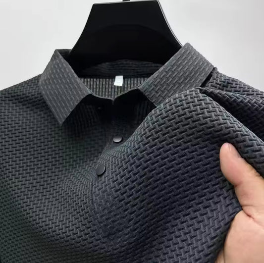 GRAY SILK POLO