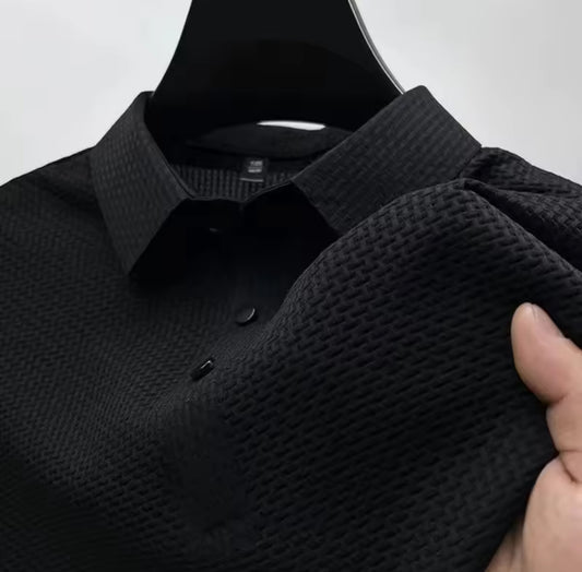 BLACK SILK POLO